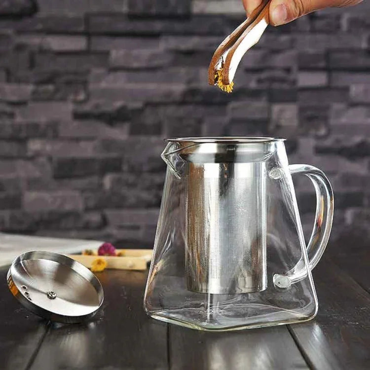 Ấm lọc trà bằng thủy tinh chịu nhiệt trong suốt và thép không gỉ, Dung tích: 950ml, Dung tích: 950ml