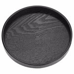 Khay trà tròn bằng gỗ đặc sáng tạo dùng trong khách sạn, khay đựng gỗ Tay, đường kính: 27 cm, màu đen, đường kính: 27cm
