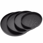 Khay trà gỗ đặc tròn sáng tạo cho khách sạn, Đường kính: 30cm, Màu đen, Đường kính: 30cm