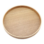 Creative Round Solid Wood Tea Tray Hotel Wooden Tay Storage Tray, Diameter: 37.5cm, Wood Color, Diameter: 37.5cm