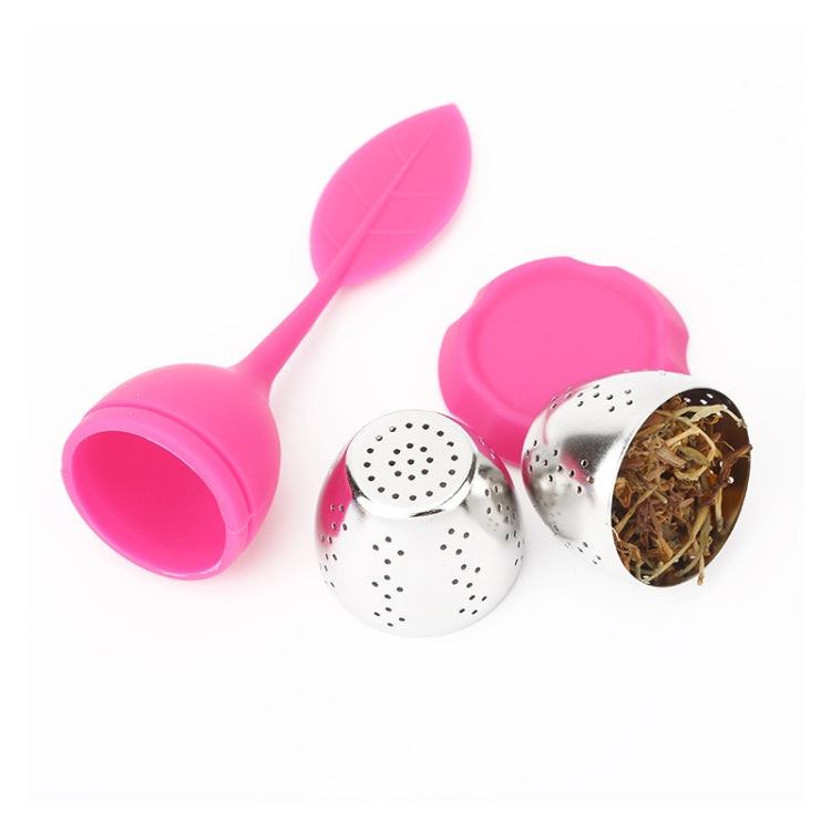 Dây lọc trà silicone hình lá thép không gỉ, Màu đỏ hồng, Màu xanh baby
