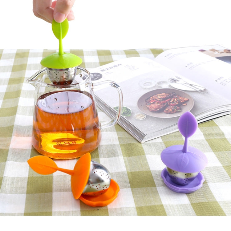 Dây lọc trà silicone hình lá thép không gỉ, Màu đỏ hồng, Màu xanh baby