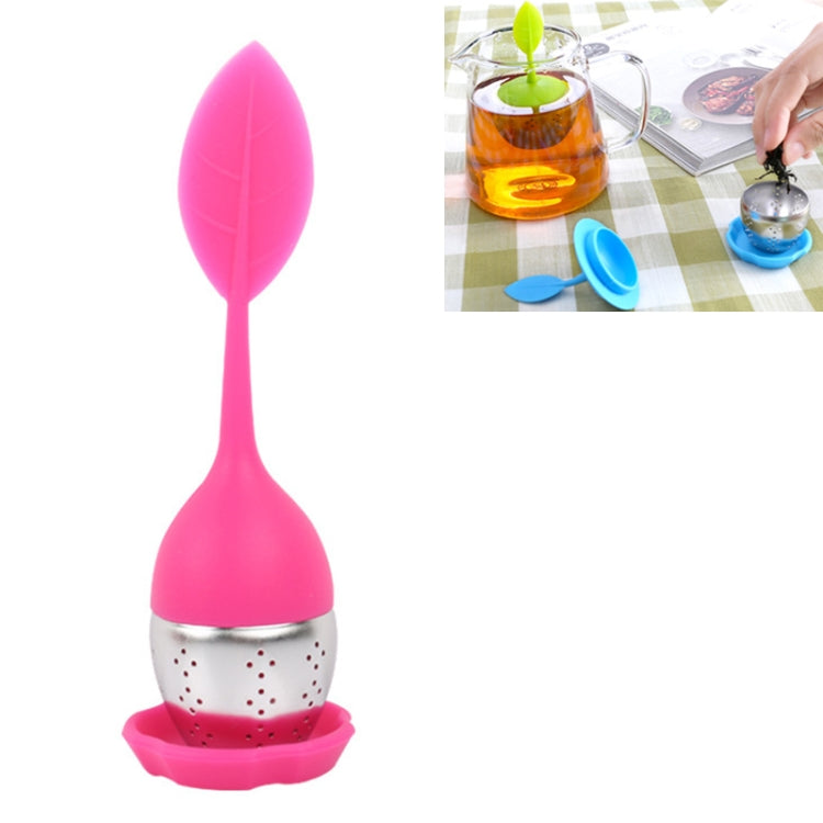 Dây lọc trà silicone hình lá thép không gỉ, Màu đỏ hồng, Màu xanh baby