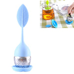 Dây lọc trà silicone hình lá thép không gỉ, Màu đỏ hồng, Màu xanh baby