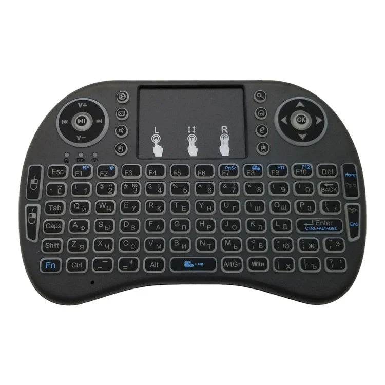 Hỗ trợ ngôn ngữ: Tiếng Nga i8 Bàn phím không dây có đèn nền Air Mouse với bàn di chuột cho Android TV Box & Smart TV & Máy tính bảng PC & Xbox360 & PS3 & HTPC/IPTV, Tiếng Nga