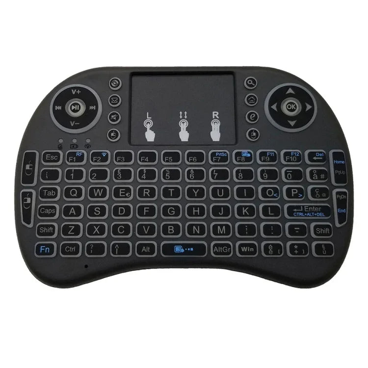 Hỗ trợ ngôn ngữ: Tiếng Ý i8 Bàn phím không dây có đèn nền Air Mouse với bàn di chuột cho Android TV Box & Smart TV & Máy tính bảng PC & Xbox360 & PS3 & HTPC/IPTV, Tiếng Ý