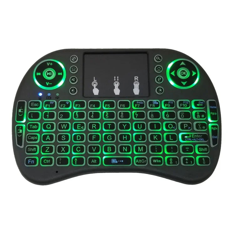 Hỗ trợ ngôn ngữ: Tiếng Ý i8 Bàn phím không dây có đèn nền Air Mouse với bàn di chuột cho Android TV Box & Smart TV & Máy tính bảng PC & Xbox360 & PS3 & HTPC/IPTV, Tiếng Ý
