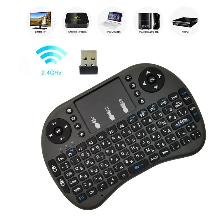 Hỗ trợ ngôn ngữ: Bàn phím không dây i8 Air Mouse có Touchpad cho Android TV Box & Smart TV & Máy tính bảng PC & Xbox360 & PS3 & HTPC/IPTV, tiếng Nga
