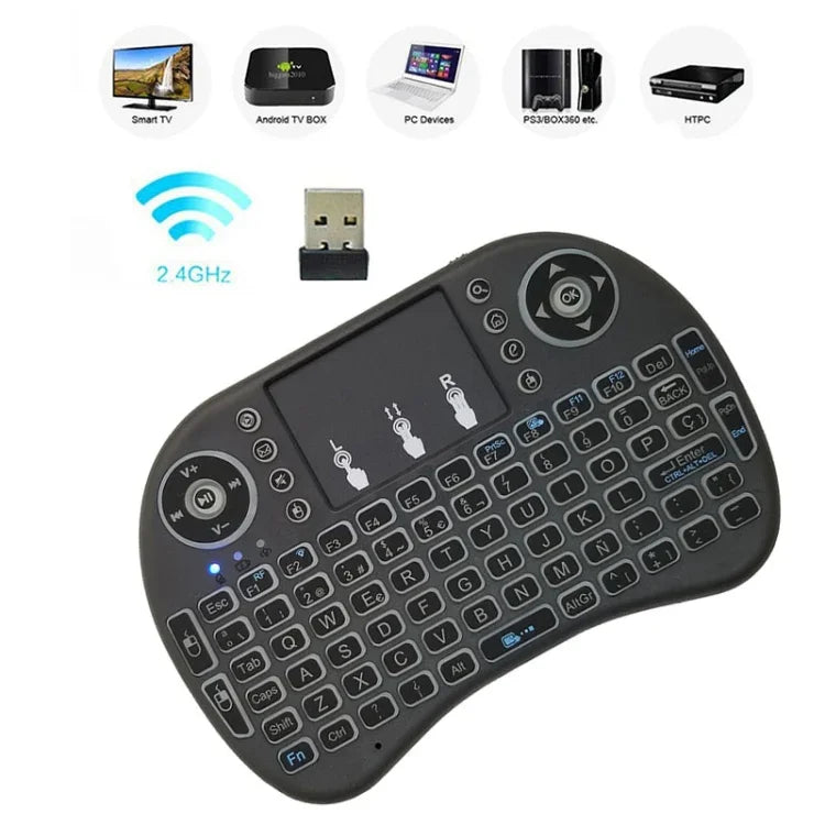 Hỗ trợ ngôn ngữ: Bàn phím không dây i8 Air Mouse có Touchpad cho Android TV Box & Smart TV & Máy tính bảng PC & Xbox360 & PS3 & HTPC/IPTV, tiếng Tây Ban Nha