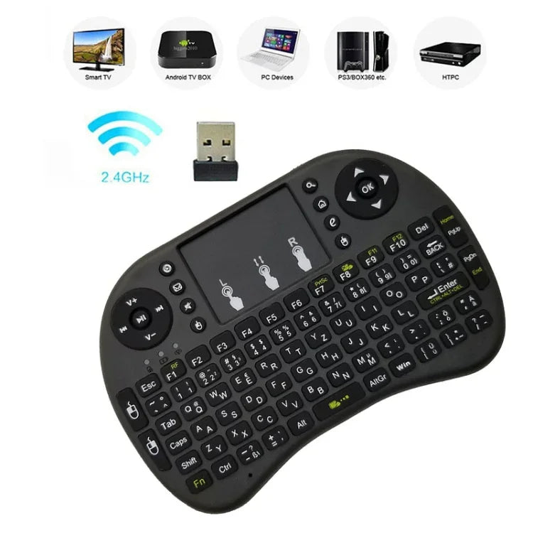 Hỗ trợ ngôn ngữ: Bàn phím không dây i8 Air Mouse có Touchpad cho Android TV Box & Smart TV & Máy tính bảng PC & Xbox360 & PS3 & HTPC/IPTV, tiếng Do Thái