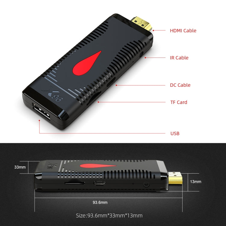 X96 S400 Android 10.0 Mini TV Stick, Allwinner H313 Quad Core ARM Cortex A53, 1GB + 8GB, hỗ trợ WiFi, HDMI, thẻ TF, USB, 1GB+8GB