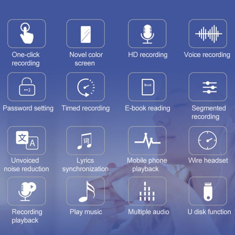 Bút ghi âm điều khiển giọng nói MP3 chơi ngoài Q33, giảm tiếng ồn độ nét cao, 8G, hỗ trợ bảo vệ mật khẩu & ghi âm một chạm, 8G