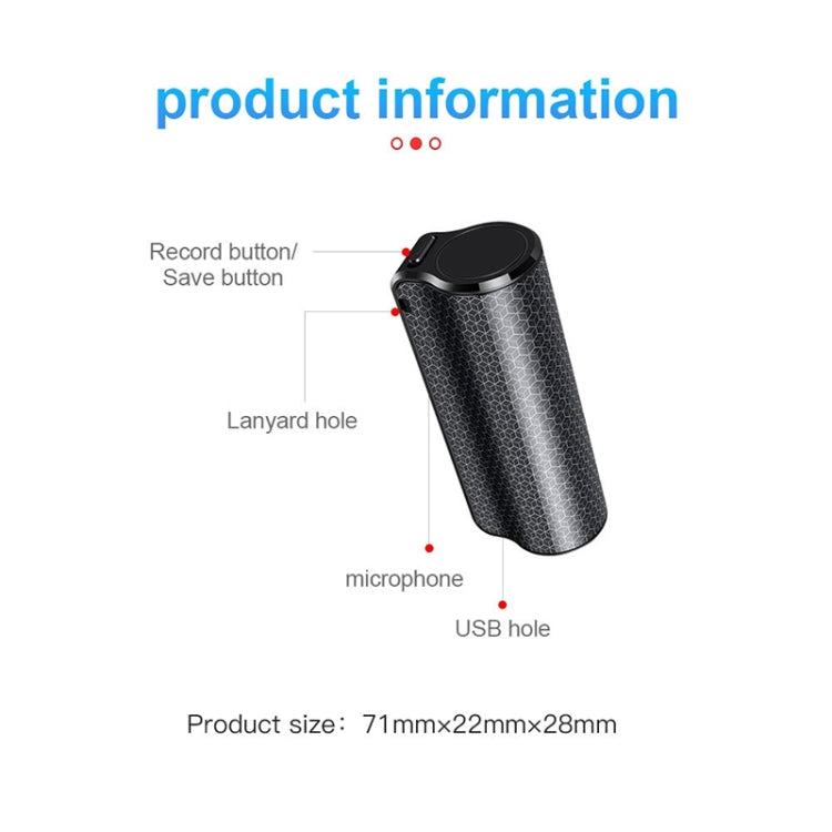Q70 Bút ghi âm điều khiển giọng nói giảm tiếng ồn HD thông minh 8GB, 8GB
