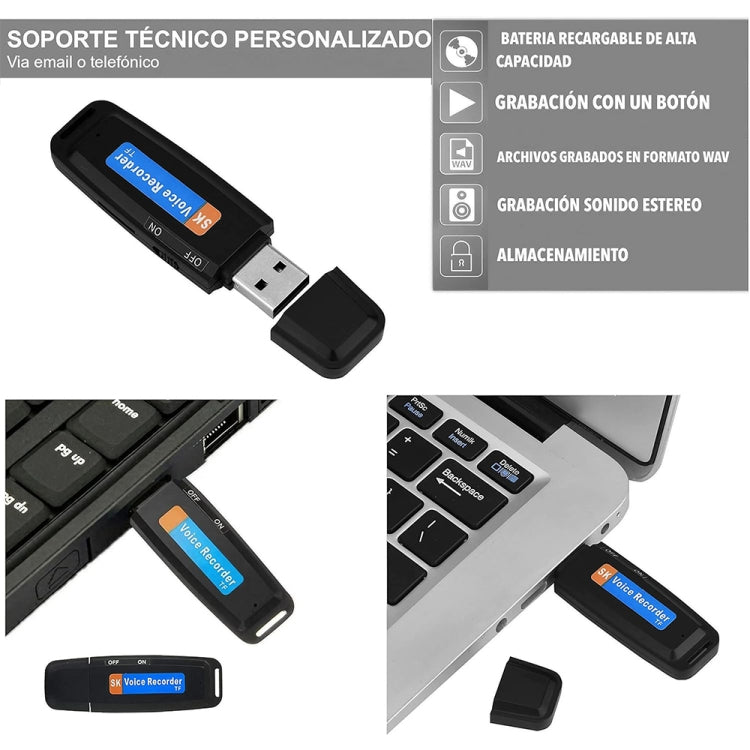 SK001 Máy ghi âm giọng nói USB U-Disk sạc lại di động, không có bộ nhớ, không có bộ nhớ