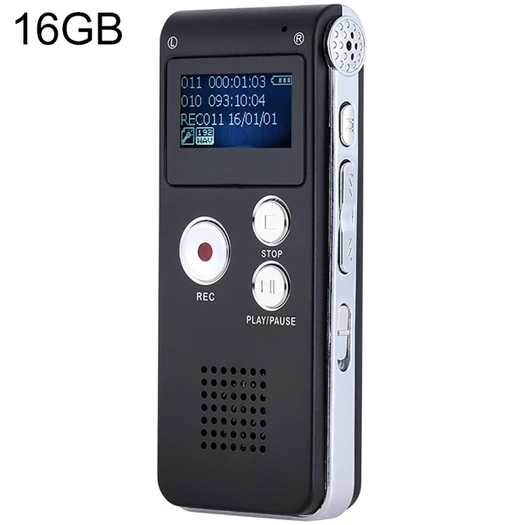 SK012 Bút ghi âm giọng nói HD giảm tiếng ồn thông minh 16GB, màu đen 16GB