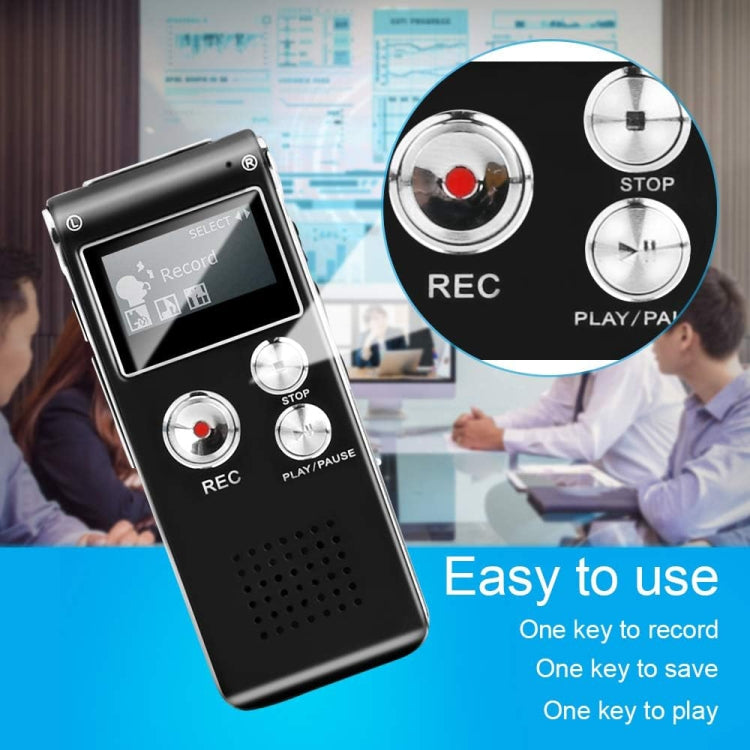 SK012 Bút ghi âm giọng nói HD giảm tiếng ồn thông minh 16GB, màu đen 16GB