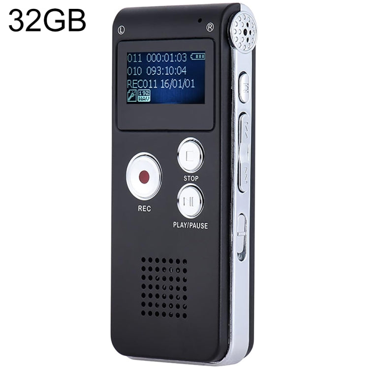 SK012 Bút ghi âm giọng nói HD giảm tiếng ồn thông minh 32GB, màu đen 32GB