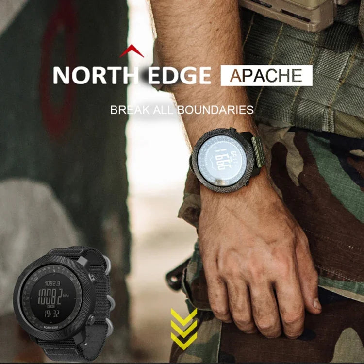 Đồng hồ thông minh điện tử thể thao ngoài trời chống nước NORTH EDGE đa chức năng, hỗ trợ đo độ ẩm / dự báo thời tiết / đo tốc độ, kiểu dây nylon, dây nylon