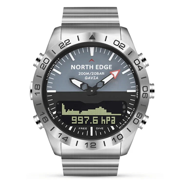 North Edge GAVIA Men Outdoor Sport 50m Waterproof Smart Digital Watch Diving Watch, Support Barometer & Pedometer, GAVIA