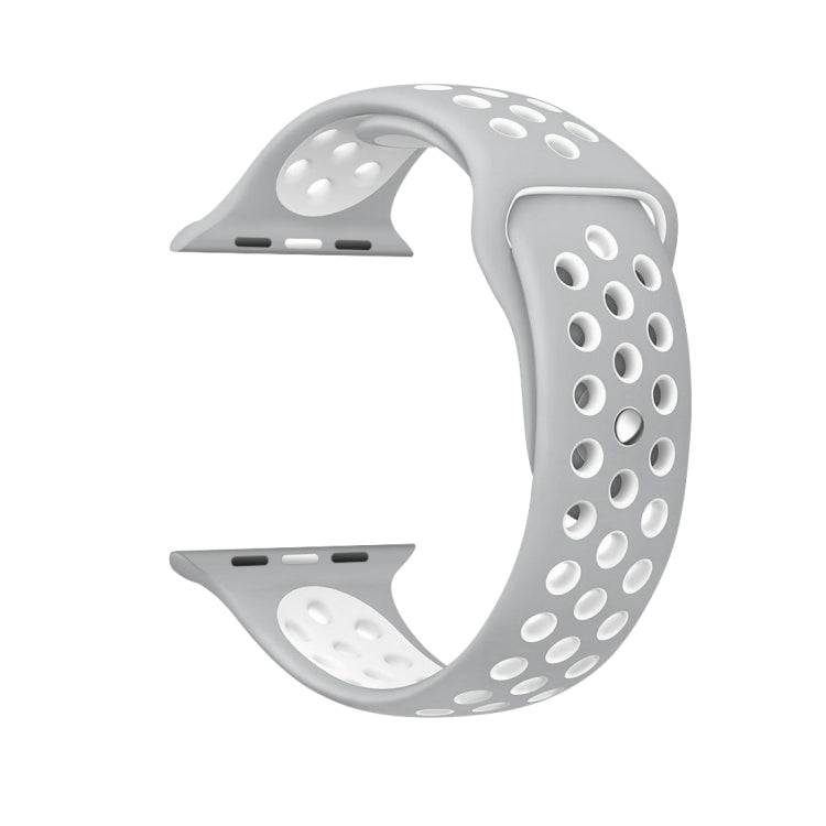 Dây đồng hồ thể thao silicon cổ điển thời trang cho Apple Watch Series 10 42mm / 9&8&7 41mm / SE 3&SE 2&6&SE&5&4 40mm / 3&2&1 38mm (Xám Trắng), WA1230A, WA1230B, WA1230BG, WA1230BH, WA1230BL, WA1230BM, WA1230BR, WA1230BY, WA1230C, WA1230D, WA1230DW