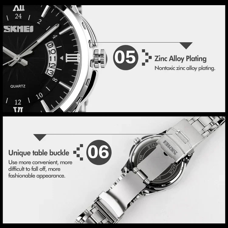 Đồng hồ đeo tay quartz vỏ vàng thời trang kinh doanh ngoài trời đa chức năng SKMEI 9069, chống nước