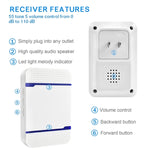 N15K-1T1-B 110dB Chuông cửa không dây IP55 chống nước tiêu thụ điện năng thấp WiFi có đèn ngủ, 53 tùy chọn nhạc, Khoảng cách thu: 300m, N15K-1T1-B Trắng, N15K-1T1-B Đen