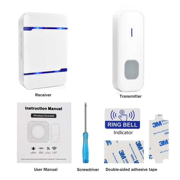 N15K-1T1-B 110dB Chuông cửa không dây IP55 chống nước tiêu thụ điện năng thấp WiFi có đèn ngủ, 53 tùy chọn nhạc, Khoảng cách thu: 300m, N15K-1T1-B Trắng, N15K-1T1-B Đen