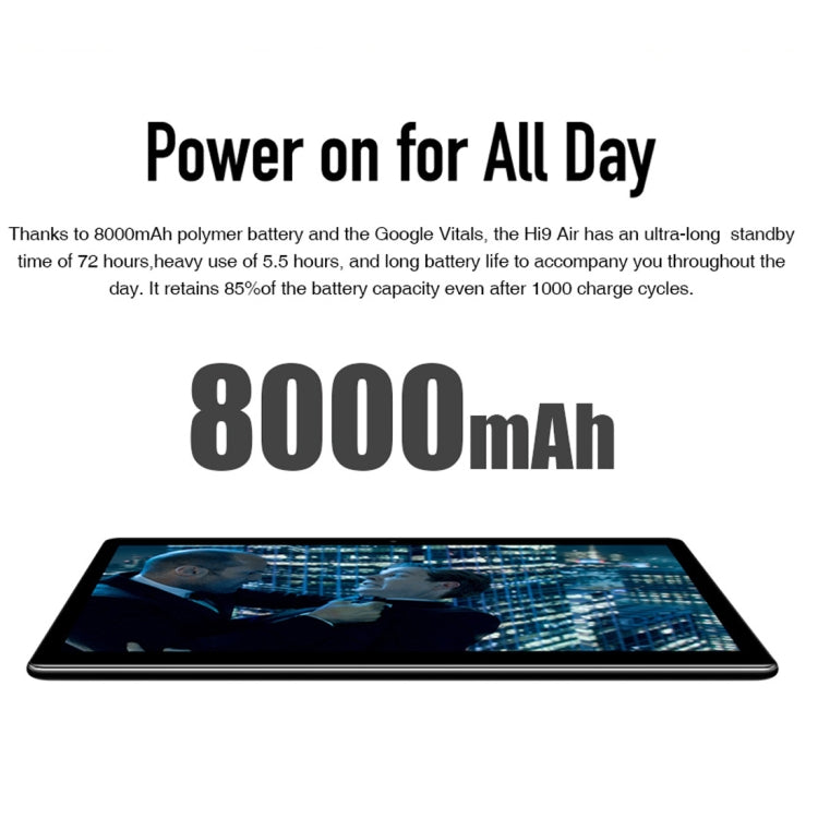 Android 8.0, MTK (Helio X27) lõi mười lên đến 2.1GHz, hỗ trợ OTG, FM, Bluetooth, WiFi băng tần kép, Mạng: 4G, Hi9 Air 4GB+64GB