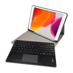 Bàn phím Bluetooth nhựa từ tính tháo rời RK102C kèm touchpad + Bao da TPU họa tiết lụa cho iPad 10.2, có khe đựng bút & giá đỡ, RK102C