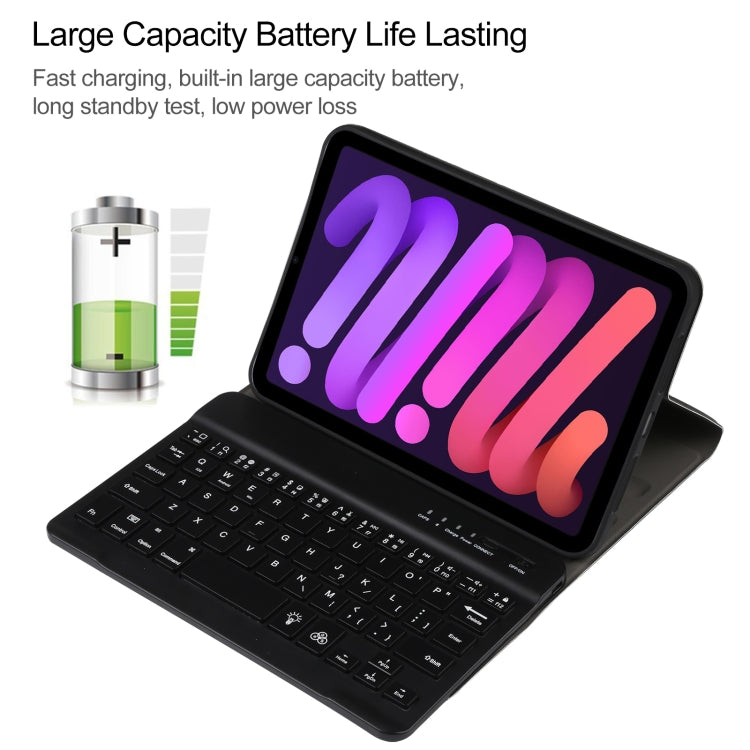 Bao da bàn phím Bluetooth TPU siêu mỏng vân da cừu có đèn nền tháo rời có giá đỡ cho iPad mini 6 / mini 7, A06S