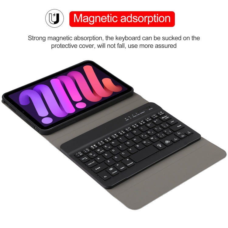 Bao da bàn phím Bluetooth TPU siêu mỏng vân da cừu có đèn nền tháo rời có giá đỡ cho iPad mini 6 / mini 7, A06S