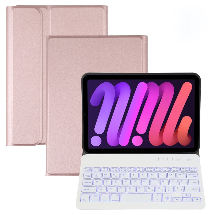 Bao da bàn phím Bluetooth TPU siêu mỏng vân da cừu có đèn nền tháo rời có giá đỡ cho iPad mini 6 / mini 7, A06S