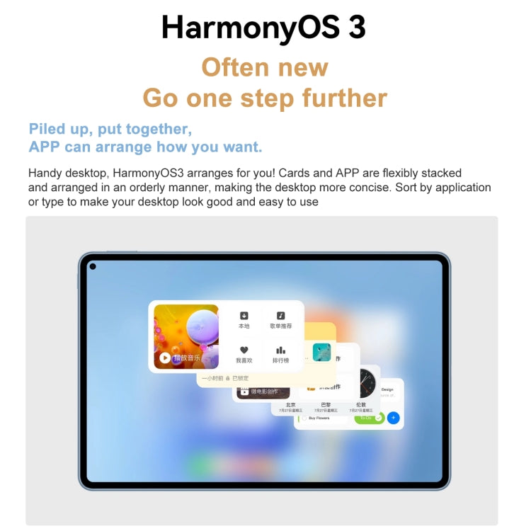 HarmonyOS 3 Qualcomm Snapdragon 888 Octa Core, Hỗ trợ WiFi kép / BT / GPS, Không hỗ trợ Google Play, GOT-AL09 8GB+256GB