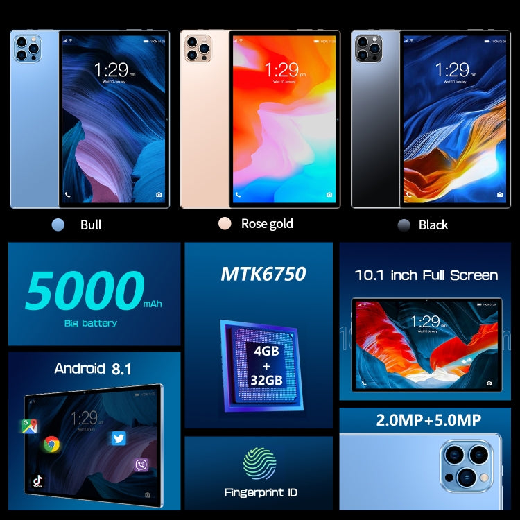Android 8.1 MTK6750 lõi tám, hỗ trợ SIM kép, WiFi, Bluetooth, GPS