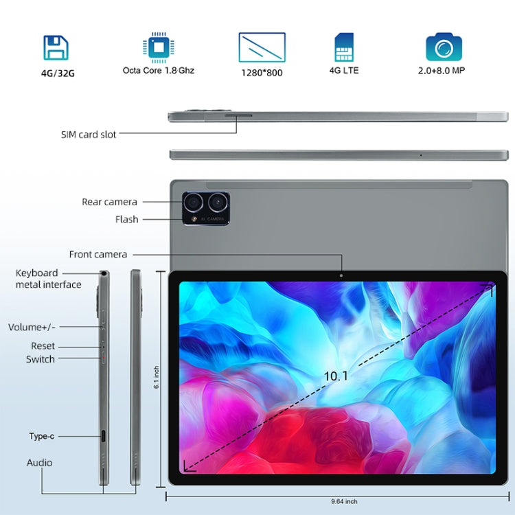 Android 8.0 MTK6750 tám nhân 1.8GHz, 2 SIM, hỗ trợ GPS, OTG, WiFi, Bluetooth, 4GB+32GB