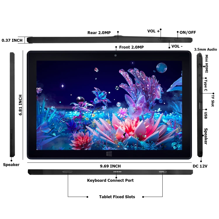 Windows 10, Intel Celeron J3455 bốn nhân, Hỗ trợ thẻ TF & HDMI & Bluetooth & WiFi kép, kèm bàn phím, N4000 4 nhân 8GB+128GB kèm bàn phím