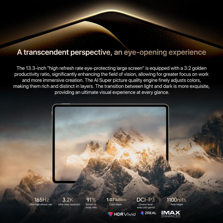 Máy tính bảng Honor MagicPad3 Pro 13.3 inch WiFi, 12GB+512GB MagicOS 10.0 Qualcomm Snapdragon 8 Lite Gen5 Octa Core, 12GB+512GB