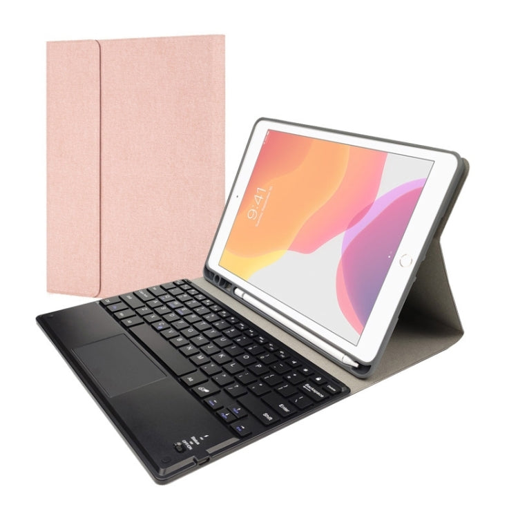 Bàn phím Bluetooth nhựa từ tính tháo rời RK508C kèm touchpad + Bao da TPU họa tiết lụa cho iPad 9.7 inch, có khe đựng bút & giá đỡ, RK508C