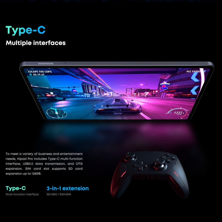 Không có bàn phím, Android 11, Qualcomm Snapdragon 662 Octa Core lên đến 2.0GHz, hỗ trợ SIM kép & Bluetooth & WiFi & thẻ TF (Đen+Xanh), HiPad Pro 8GB+128GB