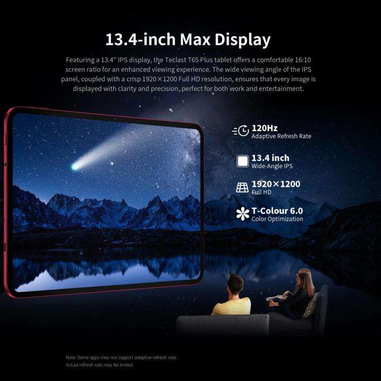Máy tính bảng Teclast T65 Plus 4G LTE, 8GB+256GB, 13.4 inch Android 15 MediaTek Helio G99 Octa Core, Hỗ trợ Dual SIM, T65 Plus