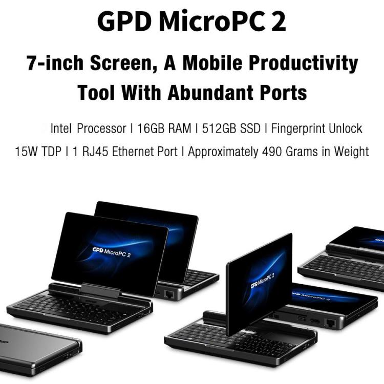Máy Tính Chơi Game Cầm Tay GPD MicroPC 2, 16GB+512GB, Màn Hình 7 Inch Windows 11 Pro Bộ Vi Xử Lý Intel N250, Phích Cắm US, WMC2573AU, WMC2573EU, WMC2573UK, WMC2573US