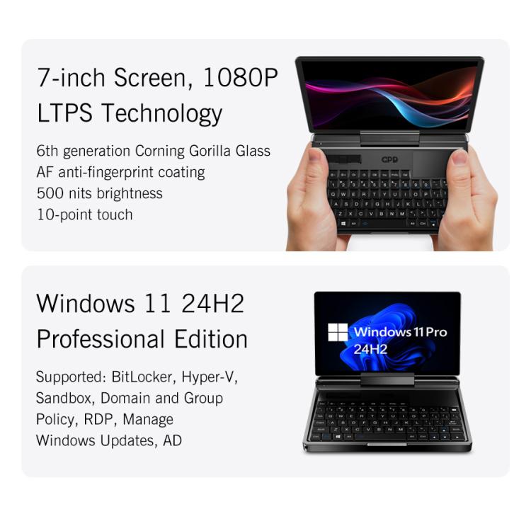 Máy Tính Chơi Game Cầm Tay GPD MicroPC 2, 16GB+512GB, Màn Hình 7 Inch Windows 11 Pro Bộ Vi Xử Lý Intel N250, Phích Cắm US, WMC2573AU, WMC2573EU, WMC2573UK, WMC2573US