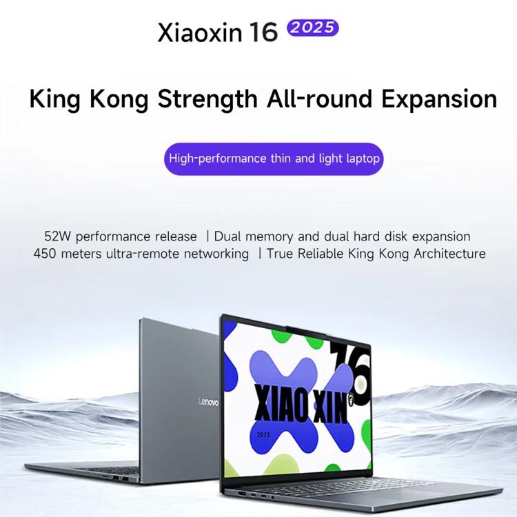 Lenovo XiaoXin 16 2025 Laptop, 16 inch, 24GB+512GB, Windows 11, Intel Core i5-13420H 8 nhân, Phích cắm US, XiaoXin 16 2025