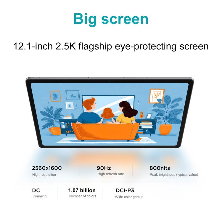 Máy tính bảng Lenovo Xiaoxin Pad 12.1 inch 2025 WiFi, 8GB+256GB, MediaTek Dimensity 6400 tám nhân, cắm US, 8GB+256GB