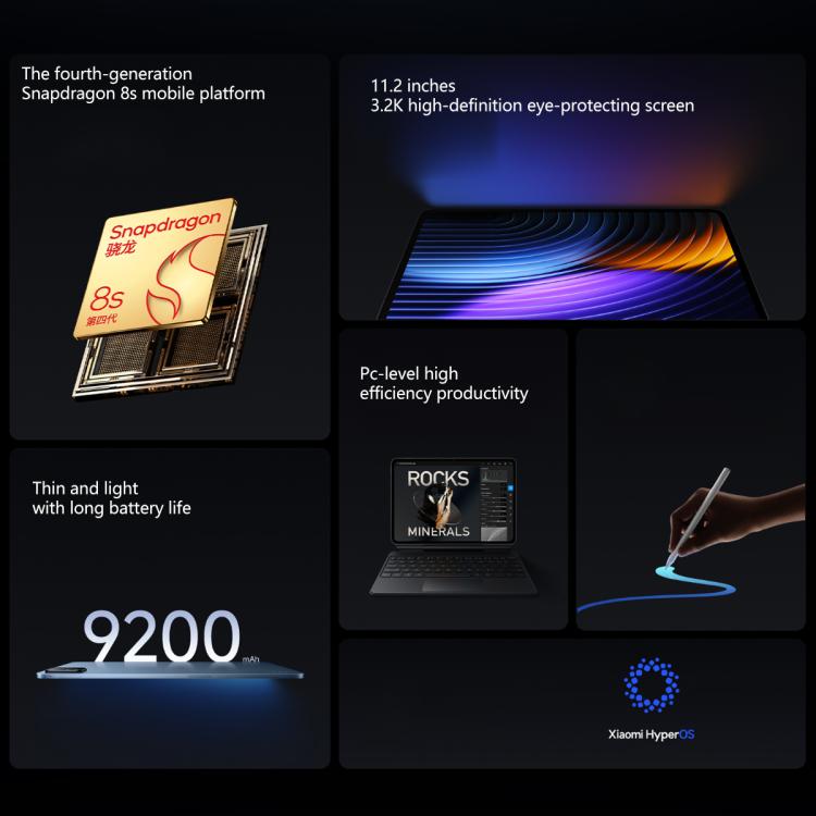 Xiaomi Pad 8 11.2 inch màn hình ánh sáng mềm, 12GB+256GB, HyperOS 3 Qualcomm Snapdragon 8s Gen4 Octa Core, 12GB+256GB màn hình ánh sáng mềm