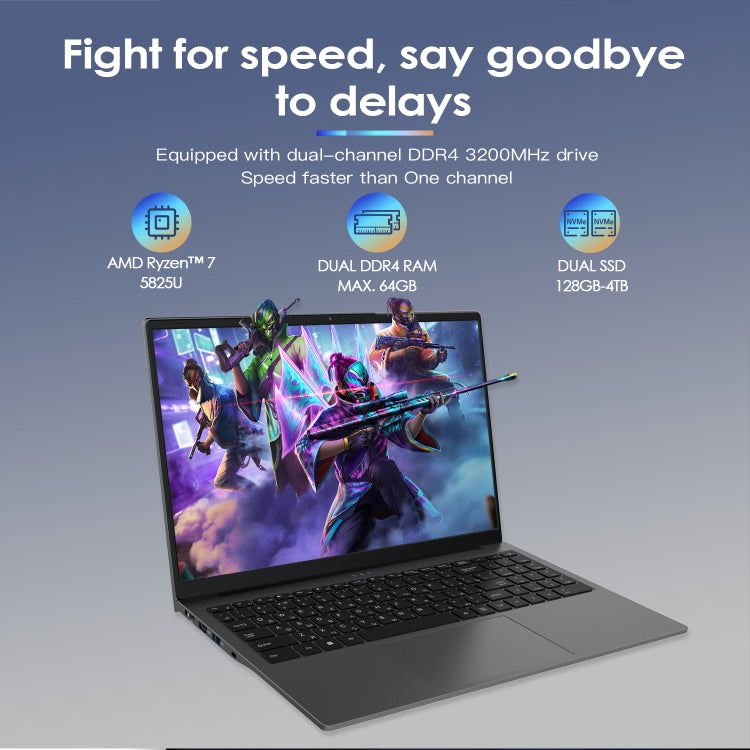 GXMO G156 Laptop 15.6 inch, 16GB+512GB, Windows 11 AMD Ryzen 7 5825U Octa Core, Hỗ trợ mở khóa vân tay, Phích cắm US, 32GB+1TB