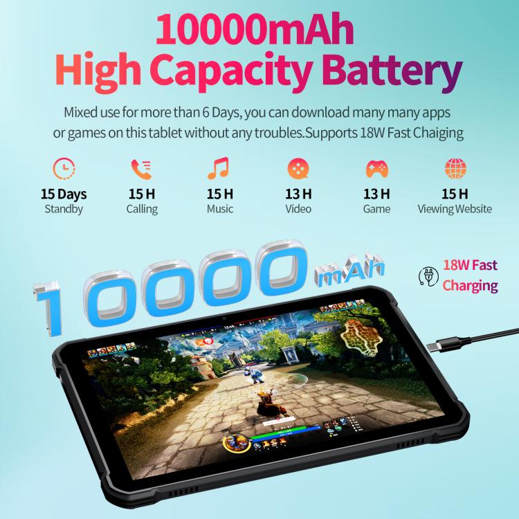 Máy tính bảng bền chống nước UNIWA UTAB R1040 IP67, 8GB+128GB, màn hình 10.1 inch Android 15 Mediatek MT8786 Octa Core, Mạng: 4G, Phích cắm US, UTAB R1040