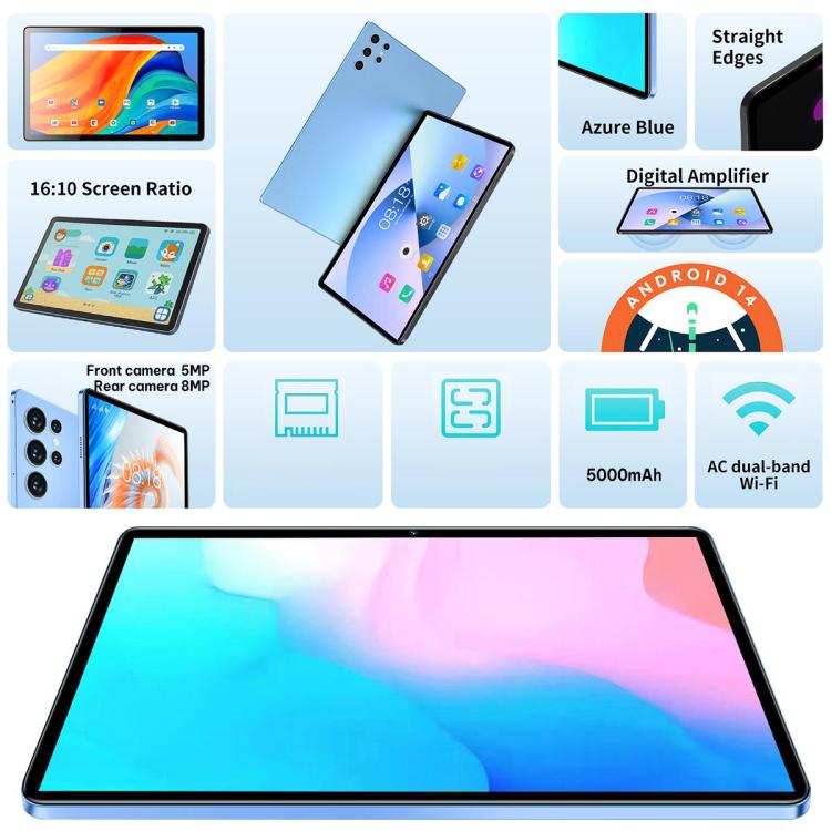 Máy tính bảng BDF H39 10.1 inch 4G LTE, 6GB+128GB, Android 10 MTK6750 Octa Core, Hỗ trợ 2 SIM, Phích cắm US, 8GB+256GB, Phích cắm US