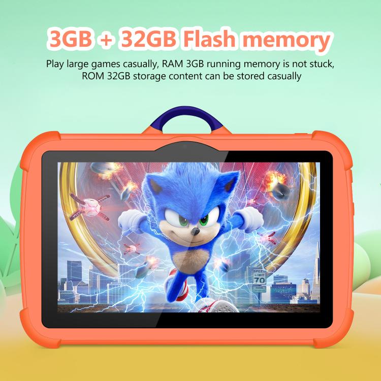 Máy tính bảng trẻ em BDF C8 7 inch WiFi, 1GB+16GB, Android 8.1 MTK6735 Octa Core CPU, Phích cắm US, 3GB+32GB