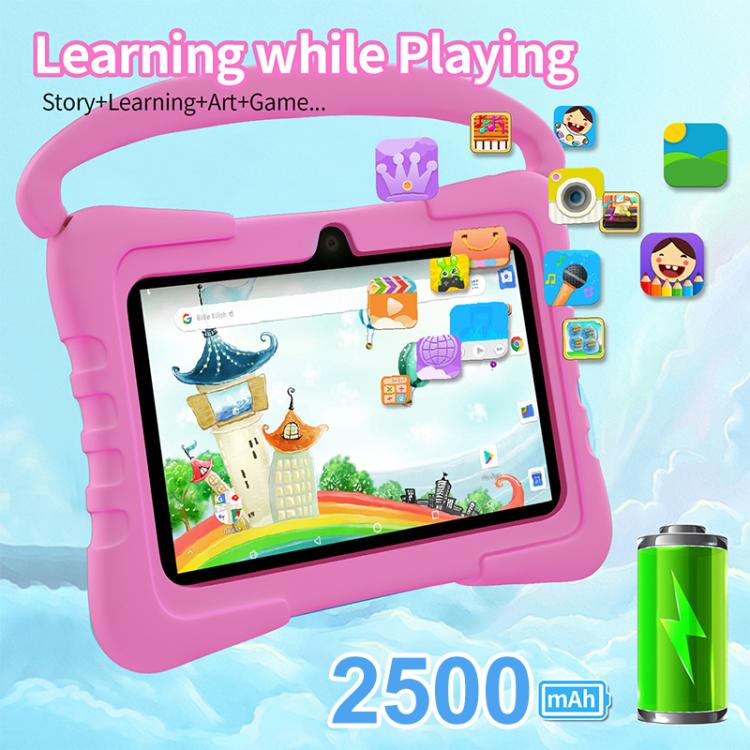 Máy tính bảng trẻ em BDF K3 7 inch WiFi có ốp silicone, 1GB+16GB, Android 8.1 MTK6735 Quad Core CPU, Phích cắm US, 3GB+32GB